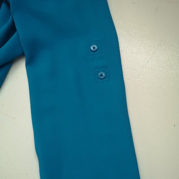 Express Portofino Ladies Size XS Royal Blue Slim Fit Button Front Blouse - Picture 5 of 5